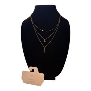 3/$25 LC Lauren Conrad Gold Triple Layered Necklace Elegant Design